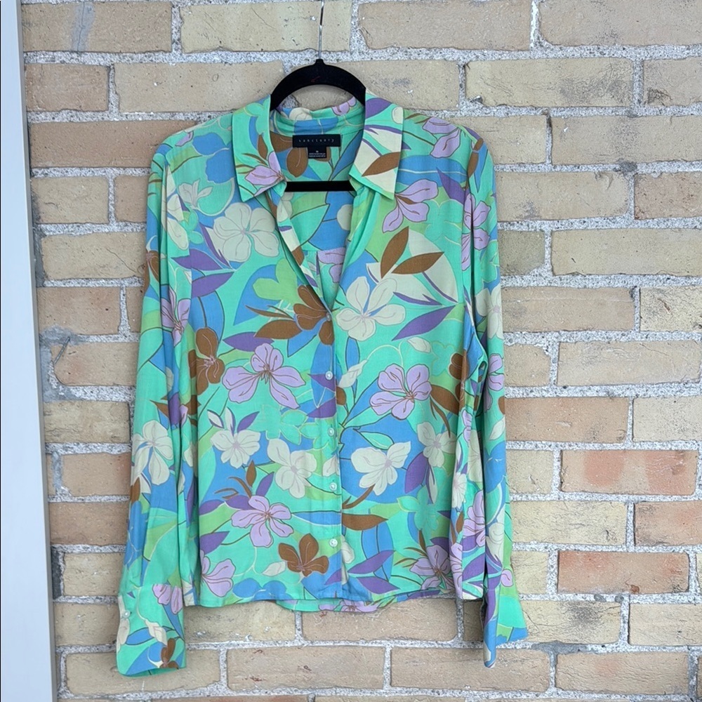 New Sanctuary Floral Button-Up Blouse